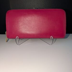 Saint Laurent Paris Dark Pink Zip-Around Wallet with Dust Bag